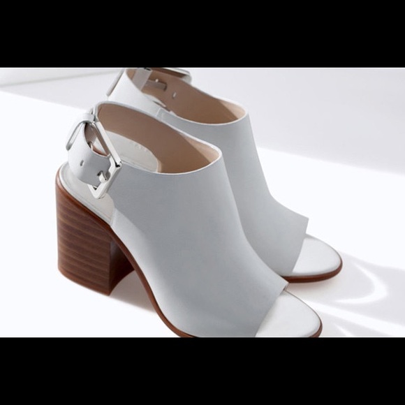 Zara Shoes - Zara White Buckled Mule Heel Sandals